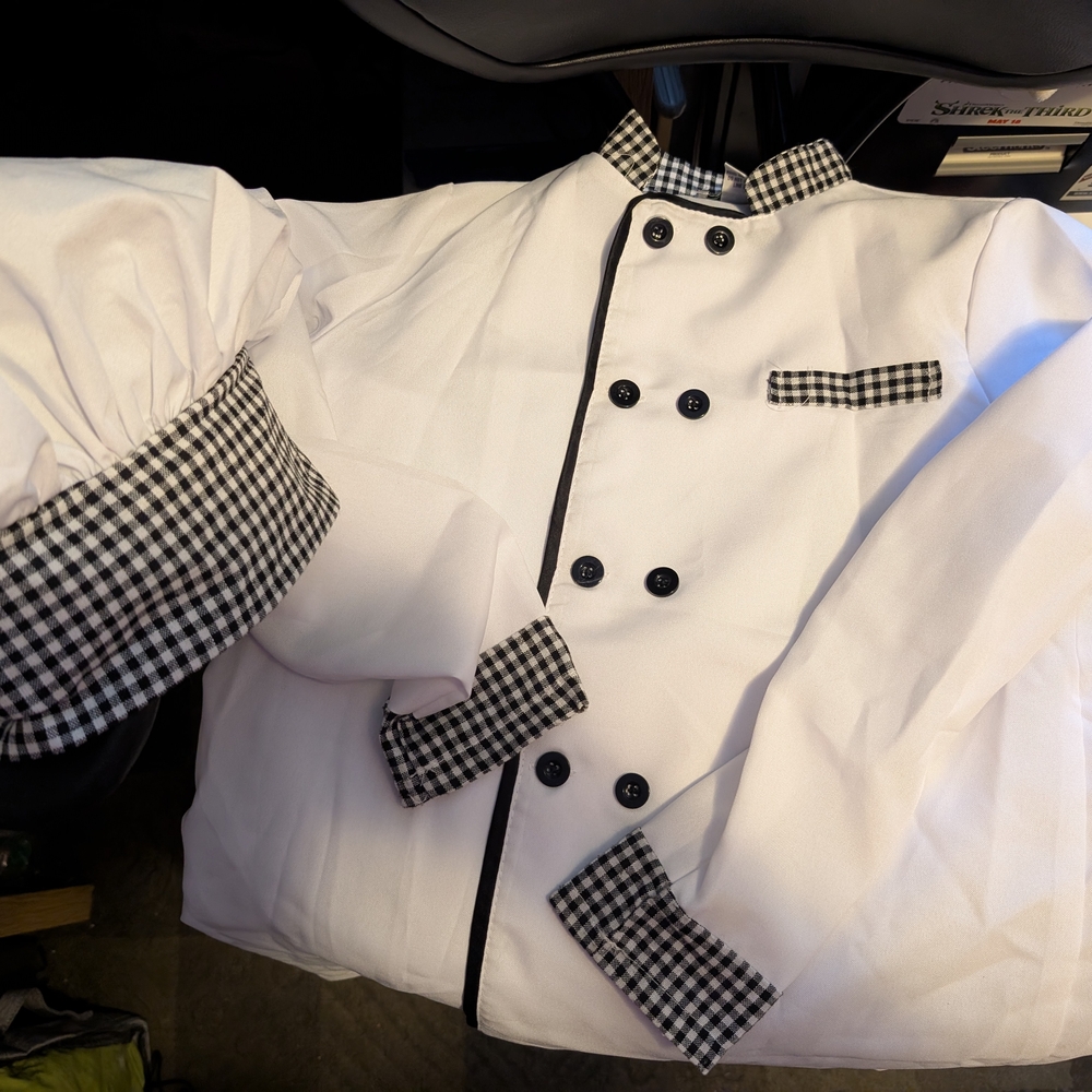 White Chef Jacket with Black Checkered Accents
